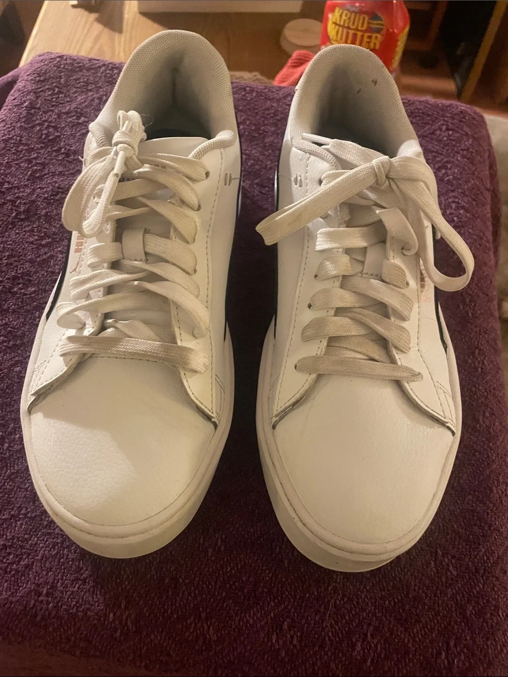 Puma White Low-Top Sneakers with Black Formstripe